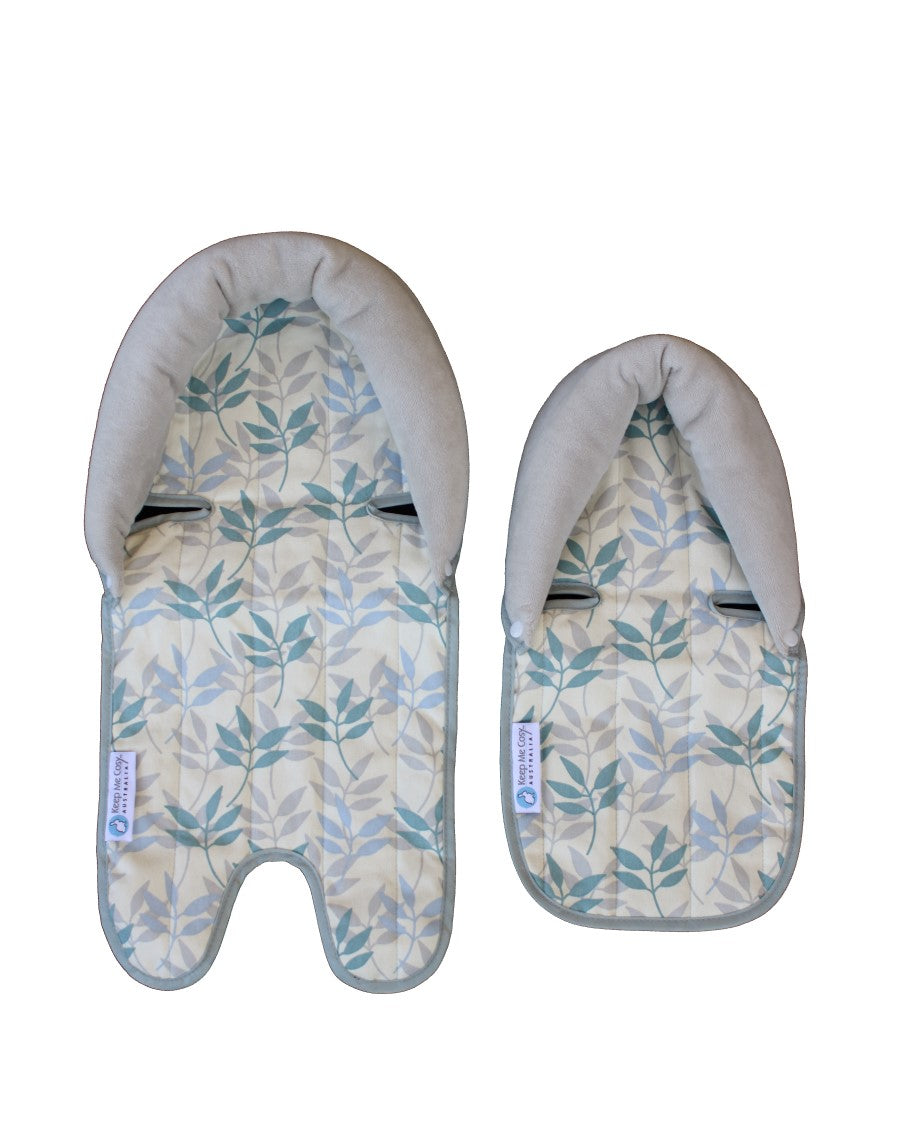 2 in 1 Baby Head Support for Pram Stroller & Car Seat Pastel Leaf