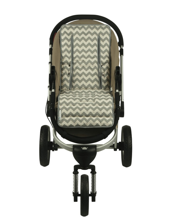 2 in 1 Infant Footmuff Set- Grey Chevron