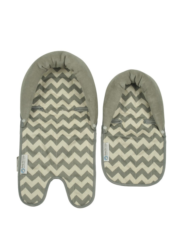 Pram Liner & Head Hugger Set - Grey Chevron