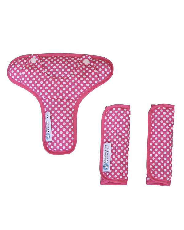 Pram Liner + Harness & Buckle Cosy - Pink Spot