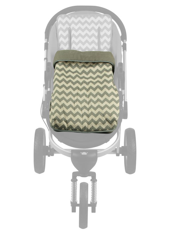 2 in 1 Infant Footmuff Set- Grey Chevron