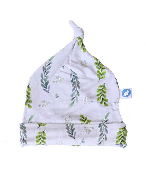 Baby Knotted Hat - Olive Leaves