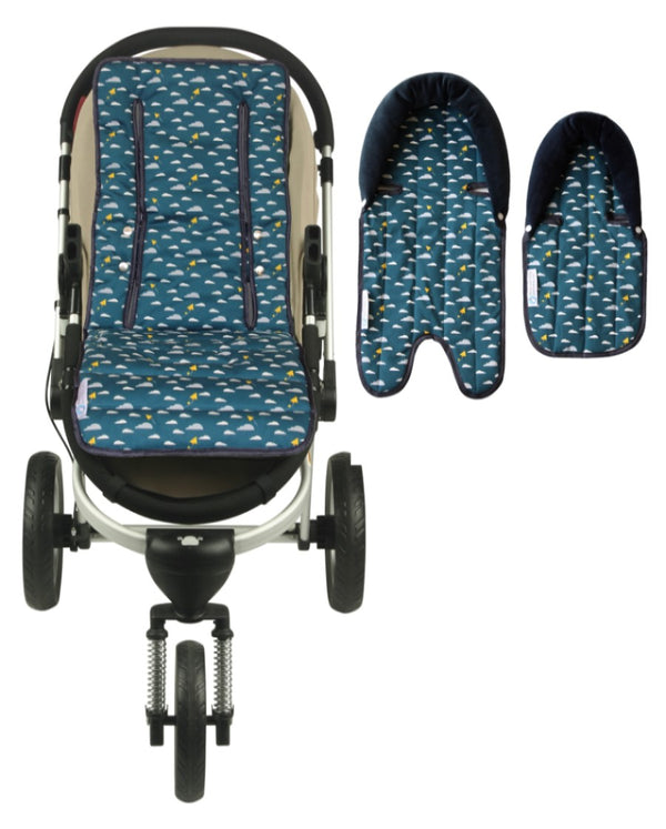 Pram Liner & Head Hugger Set - Playful Plane