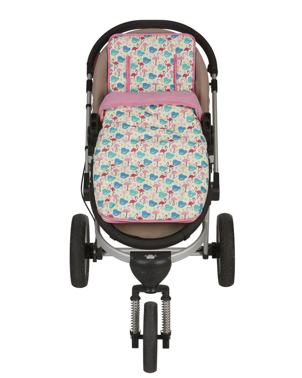 2 in 1 Infant Footmuff Set- Flamingo