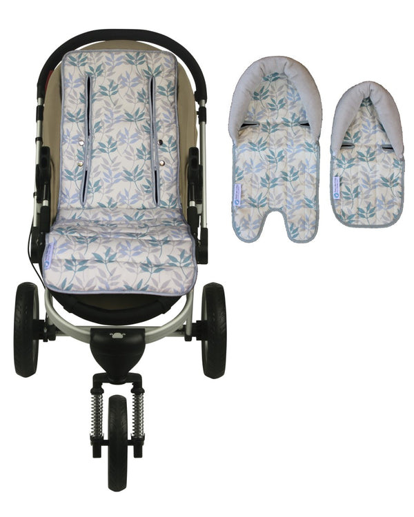 Pram Liner & Head Hugger Set - Pastel Leaf