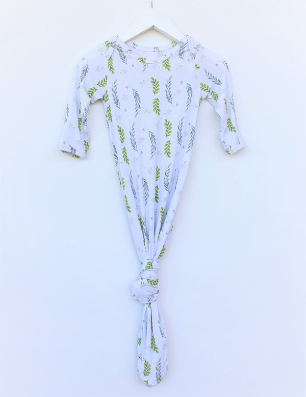 Bamboo Knotted Gown - Olive Leaves